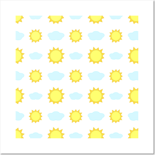 Sun and Clouds Pattern Posters and Art